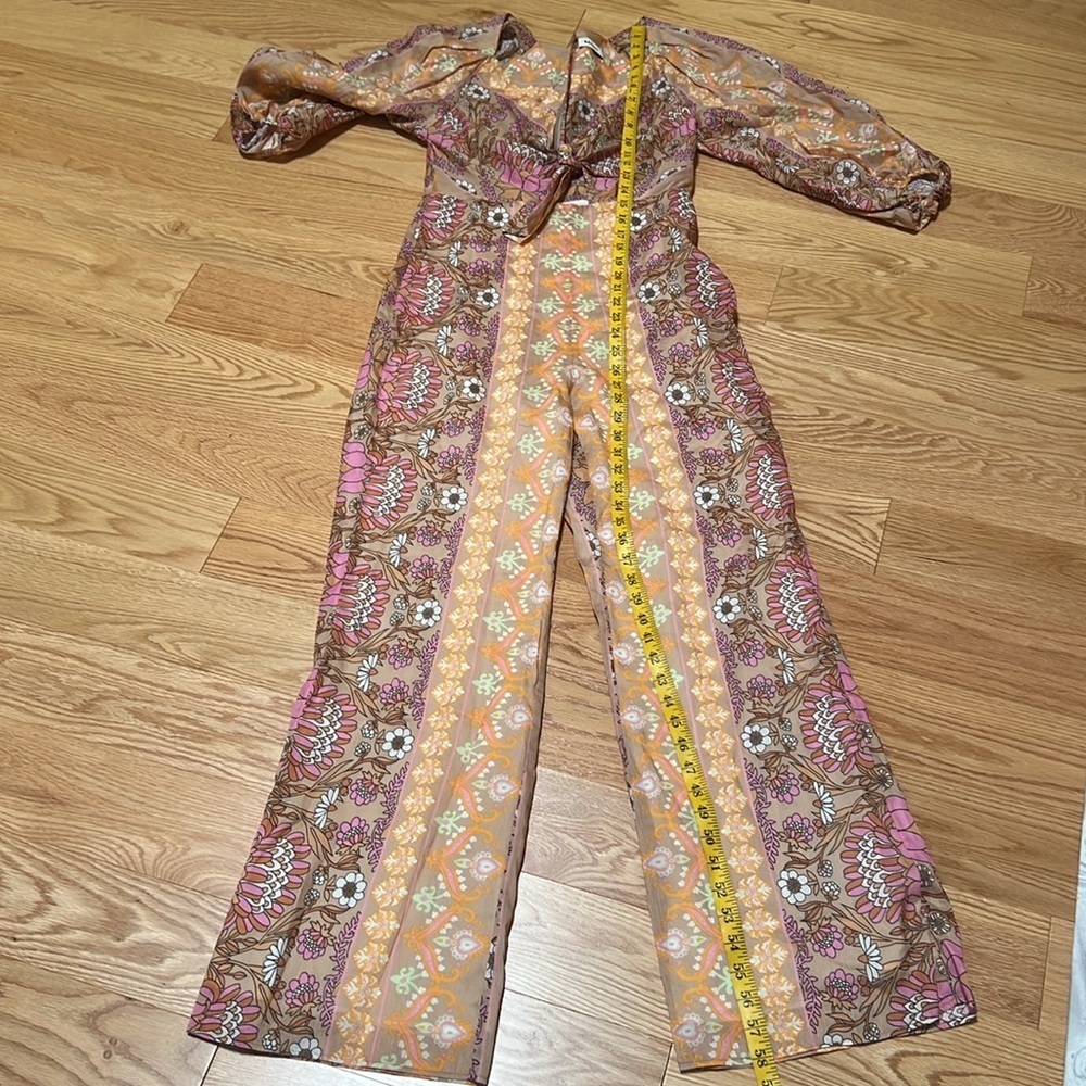 New! Sandro SZ 38/2 women’s naturels Dieppr floral print linen blend jumpsuit. - Picture 8 of 15